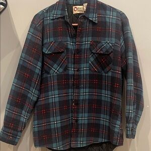 Sports afield men’s  Navy Plaid Button Down Shirt medium